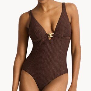 Seafolly One Piece Sea Level Luminara Chain Link Longline One Piece US size 8